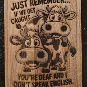 8 x 11.5 in custom wood cutting board with cows