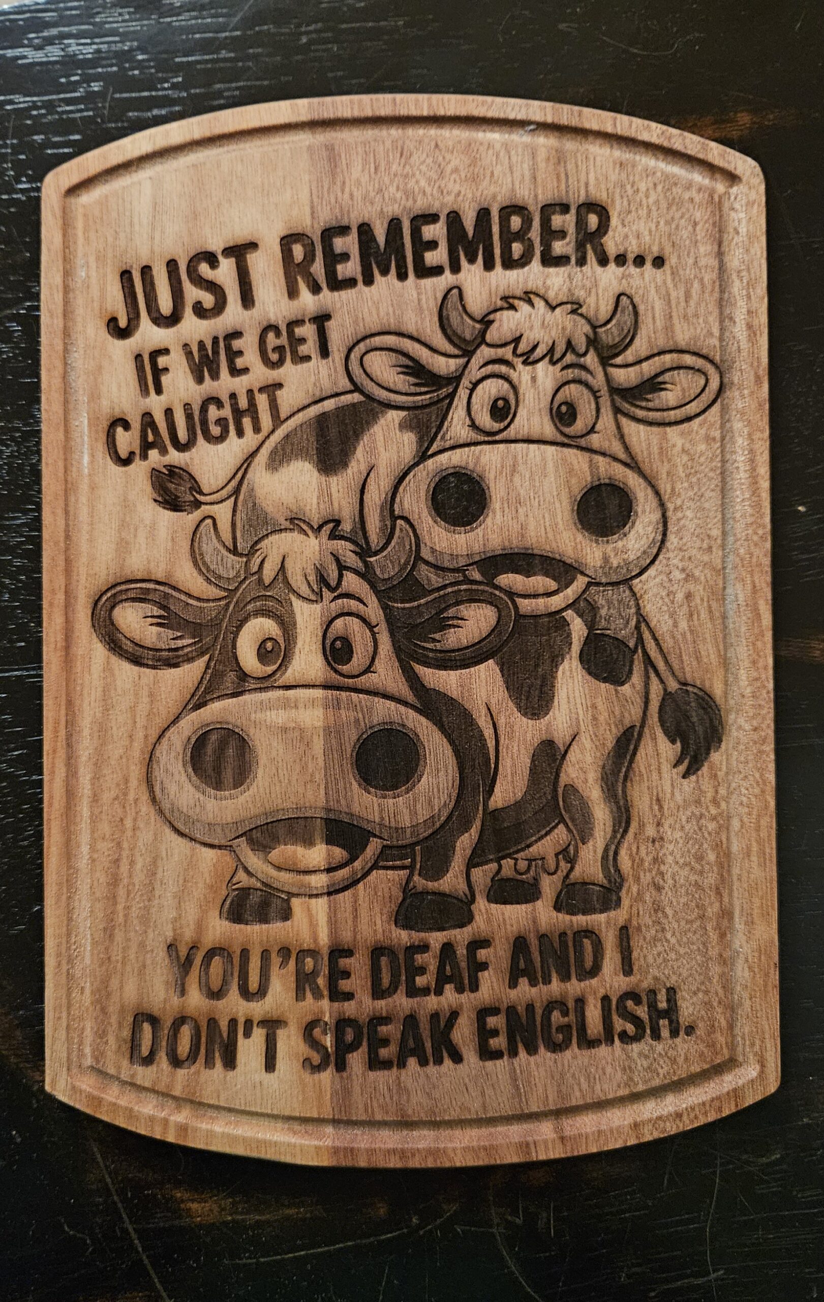 8 x 11.5 in custom wood cutting board with cows